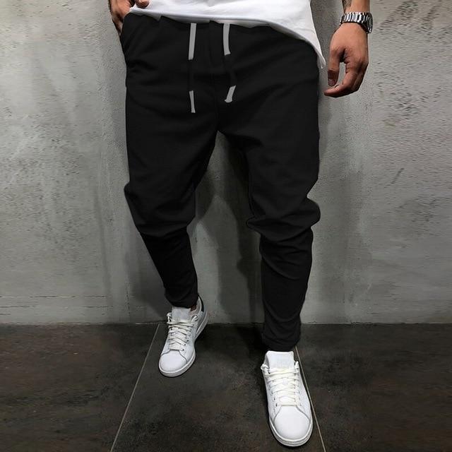 Solid Color Cropped Pants With Elastic Band
