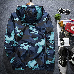 Mens Camouflage Hooded Coat with Zipper