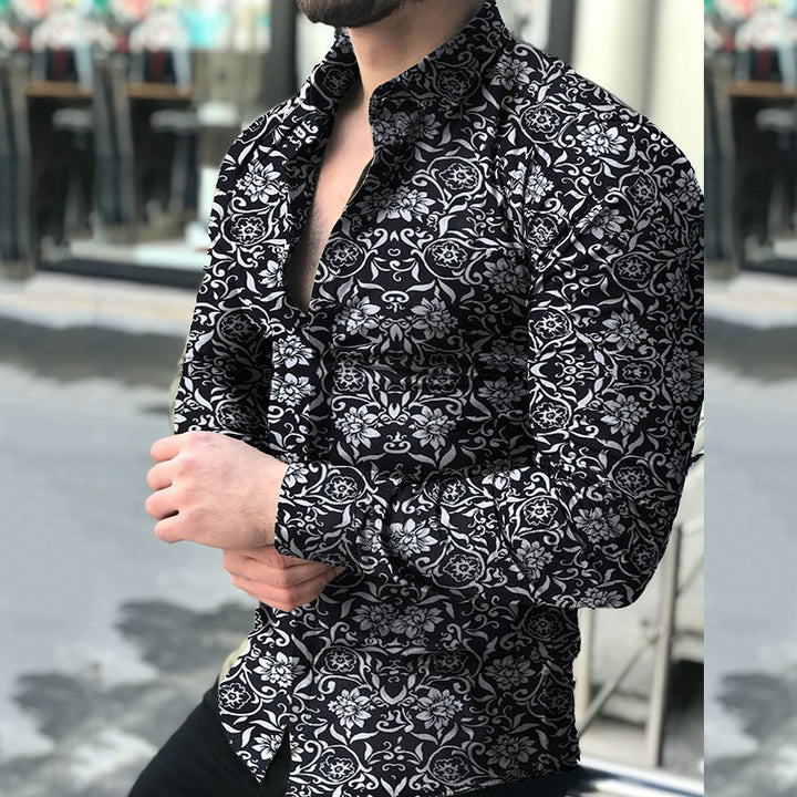 Mens long sleeve Floral musician stage shirt