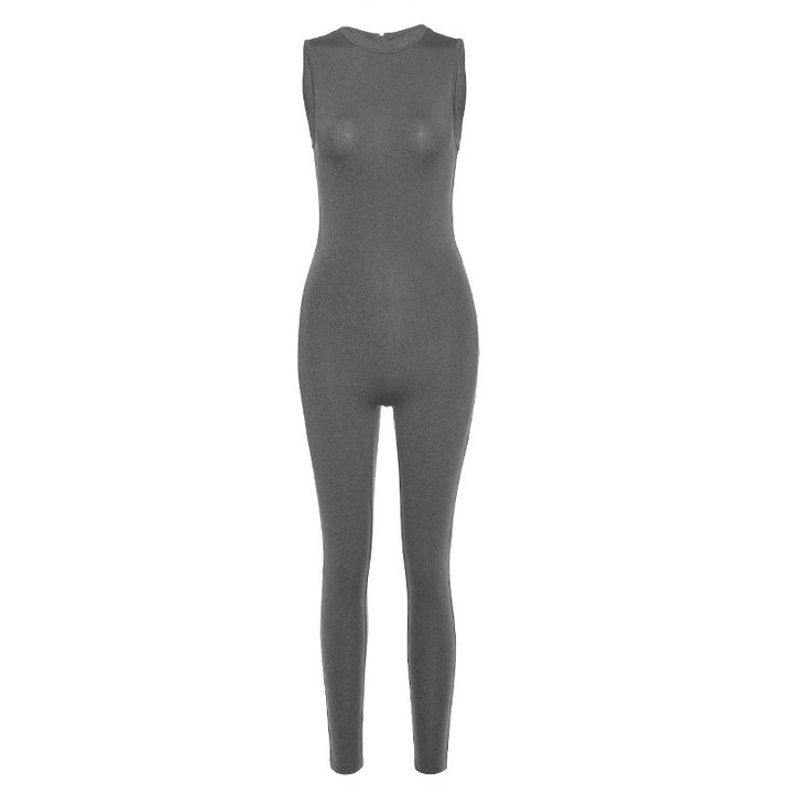 Sports long jumpsuit closed neck