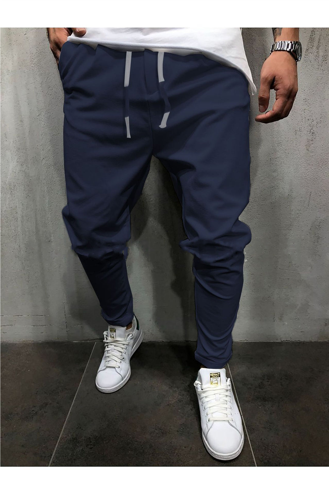 Solid Color Cropped Pants With Elastic Band