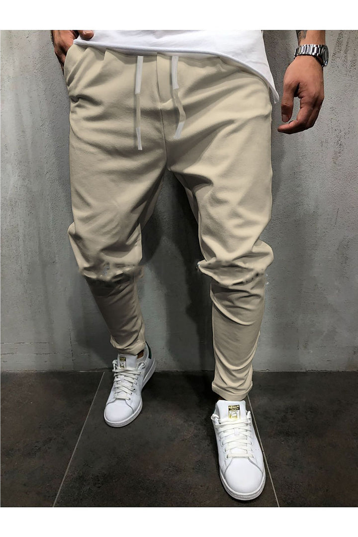 Solid Color Cropped Pants With Elastic Band