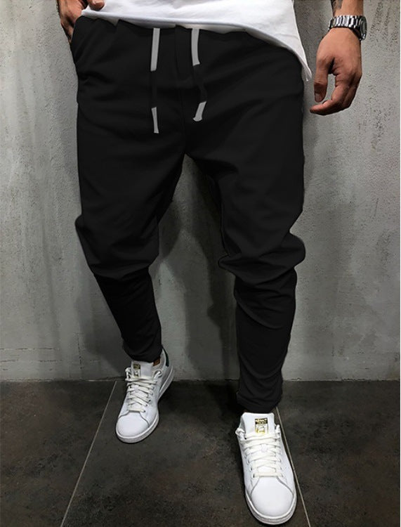 Solid Color Cropped Pants With Elastic Band