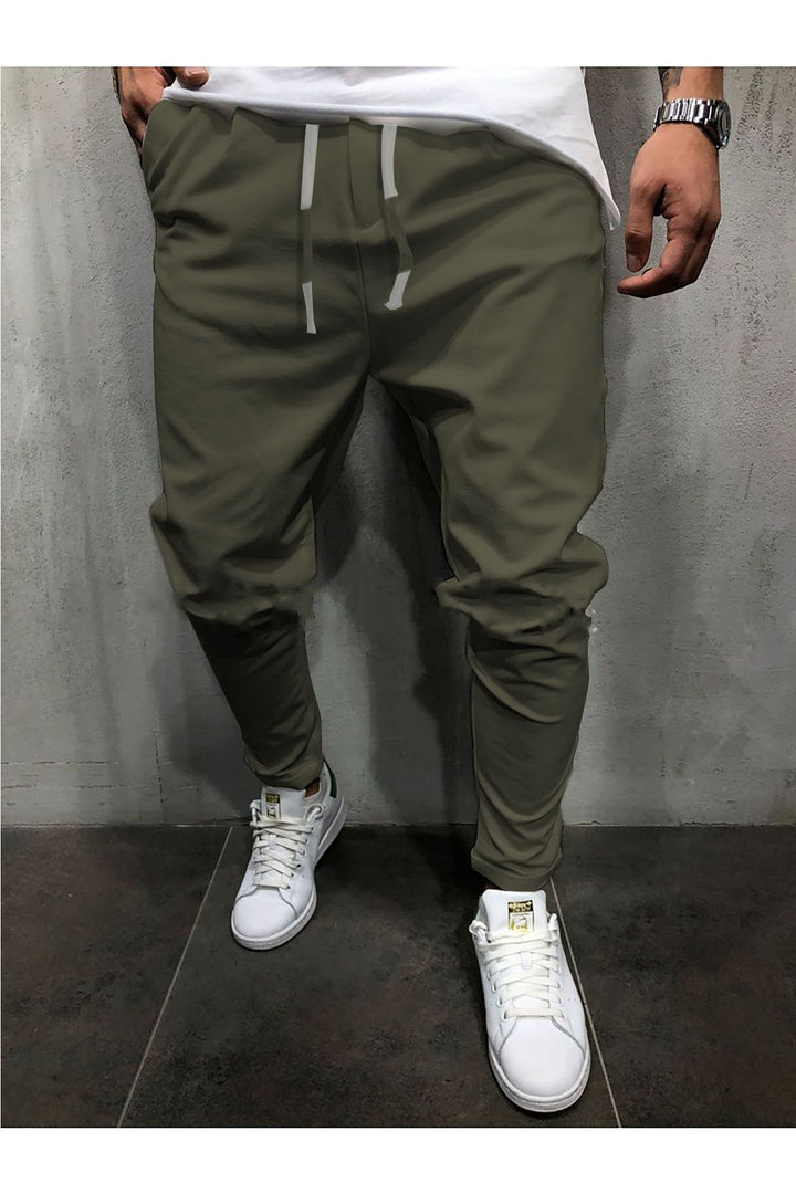 Solid Color Cropped Pants With Elastic Band