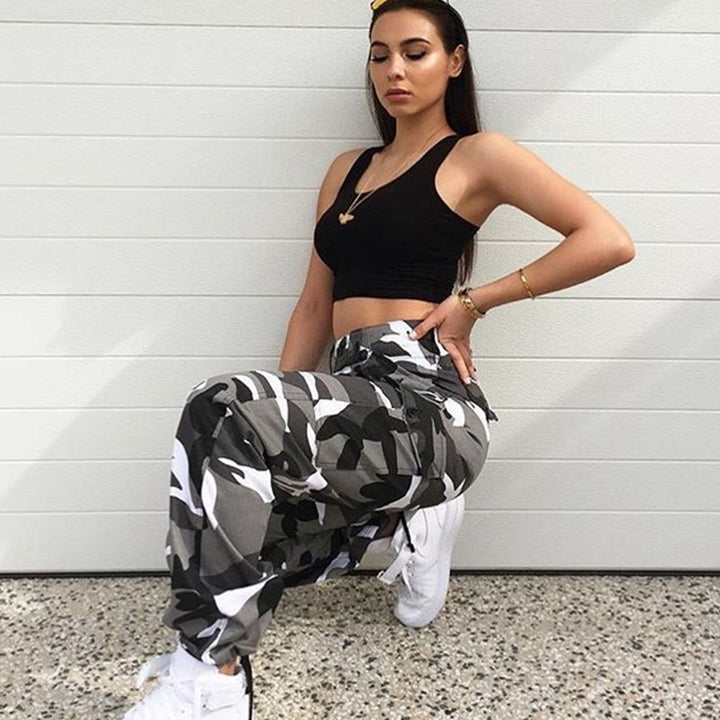 Camouflage Denim Harem Pants