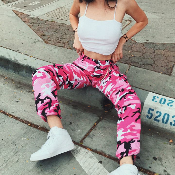 Camouflage Denim Harem Pants