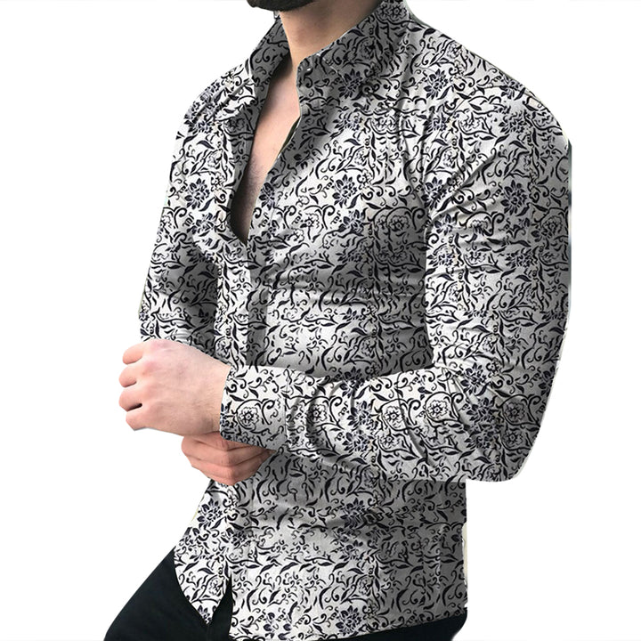 Mens long sleeve Floral musician stage shirt