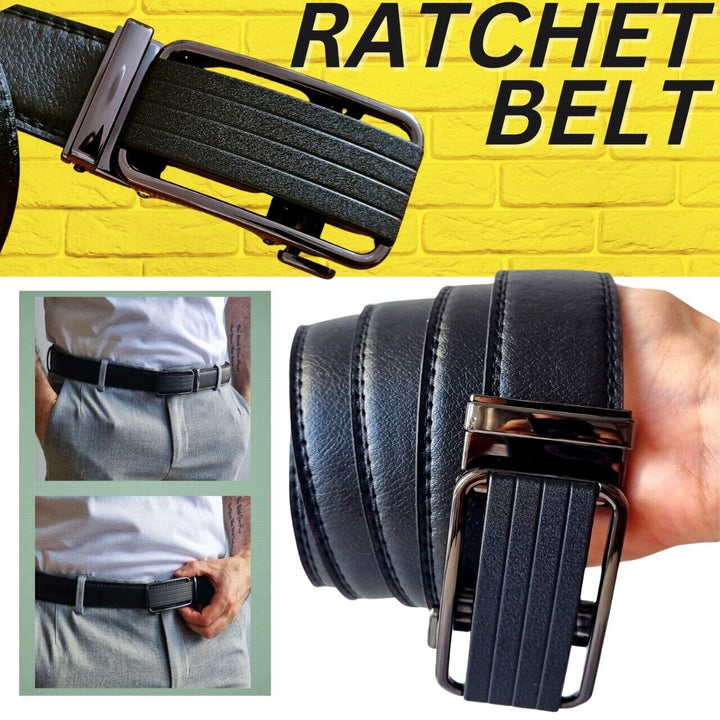 Microfiber PU/Leather Ratchet Belt - Adjustable Size - Slide Buckle