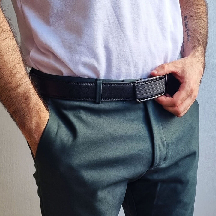 Microfiber PU/Leather Ratchet Belt - Adjustable Size - Slide Buckle