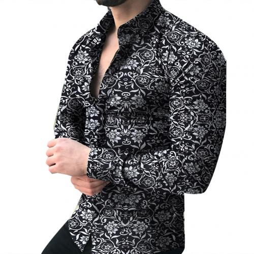 Mens long sleeve Floral musician stage shirt
