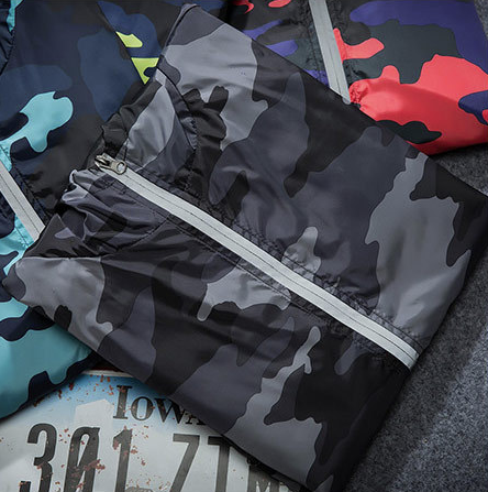 Mens Camouflage Hooded Coat with Zipper