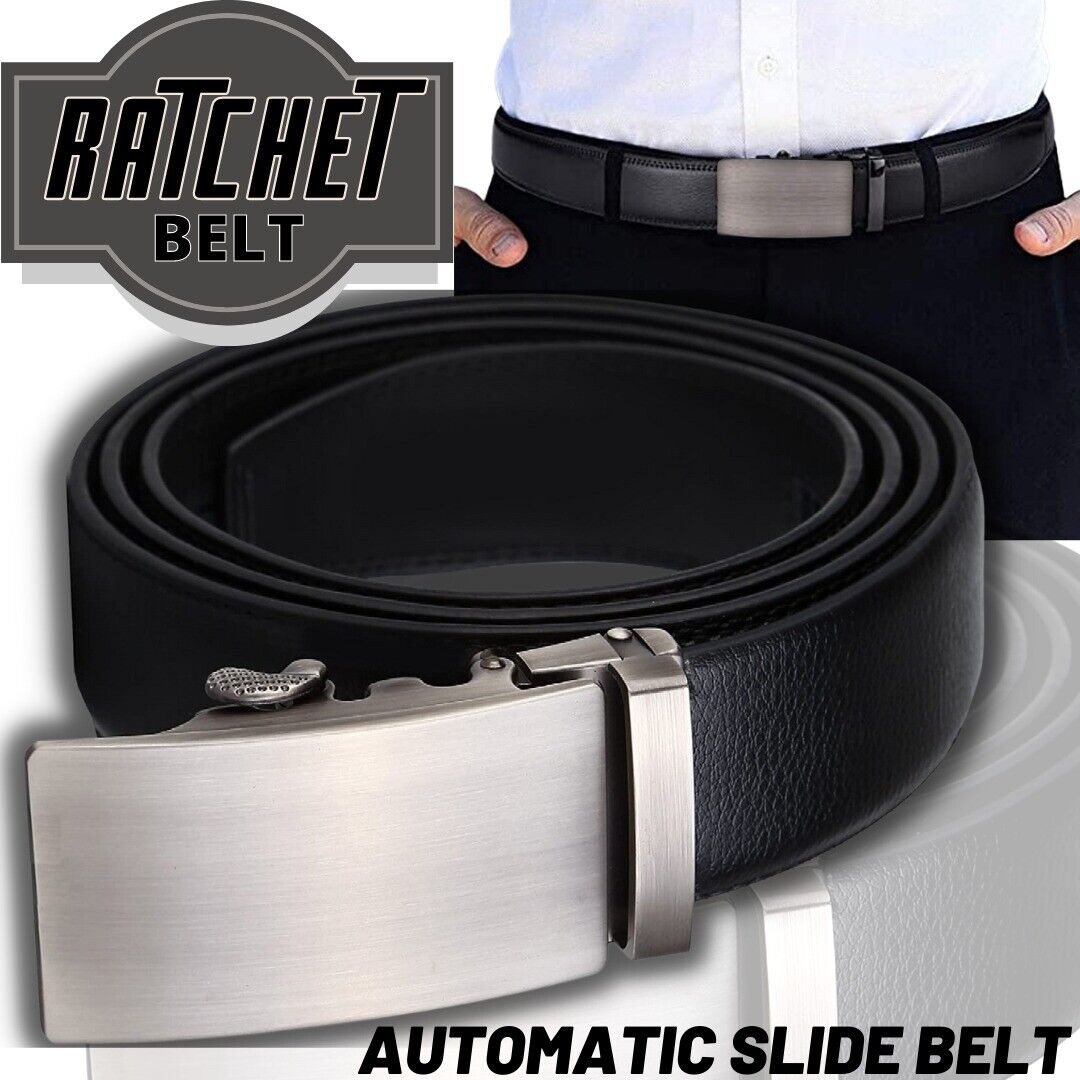 Microfiber Leather Mens Ratchet Belt, Belts For Men Adjustable Automatic Buckle