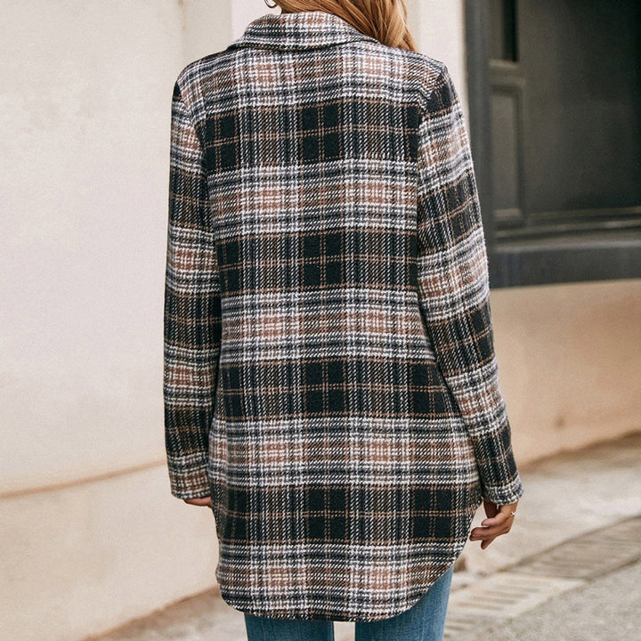 Loose Casual Plush Plaid Shirt Jacket