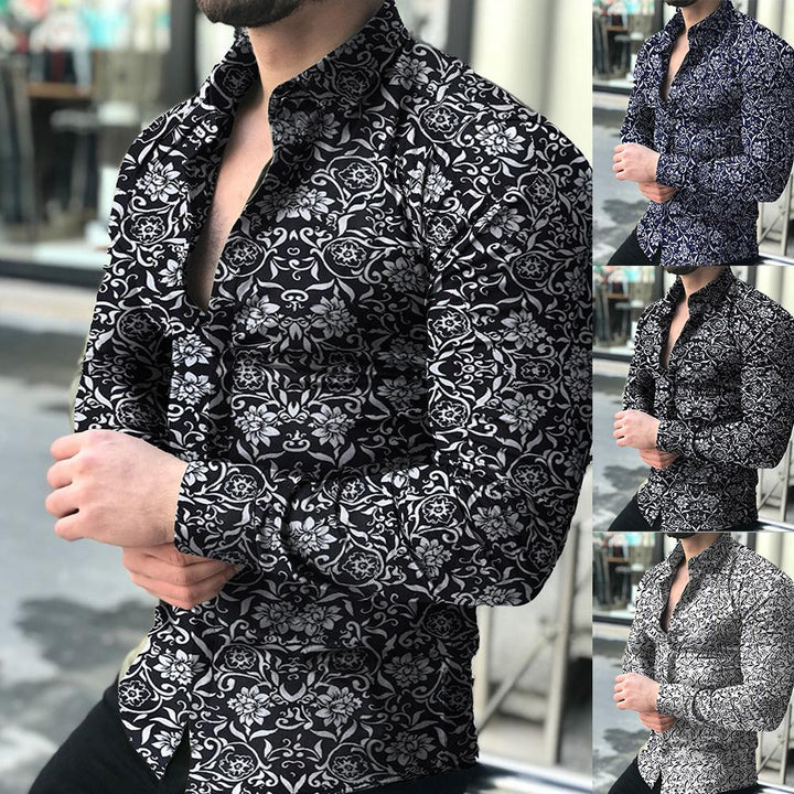 Mens long sleeve Floral musician stage shirt