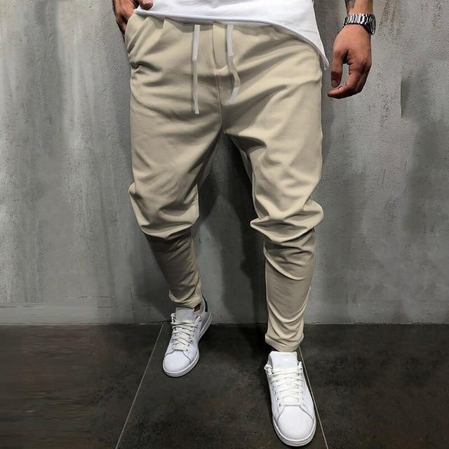 Solid Color Cropped Pants With Elastic Band