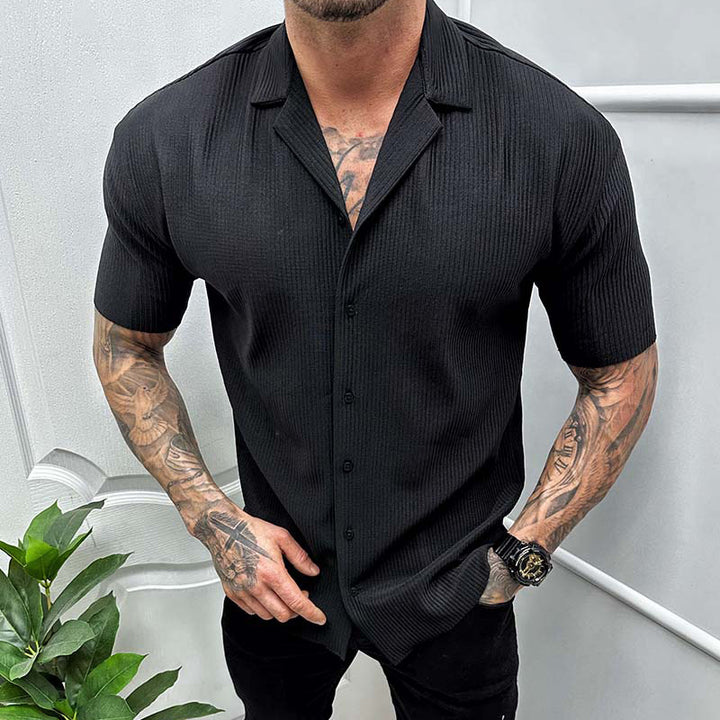 Cardigan Solid Color Short Sleeve Shirt