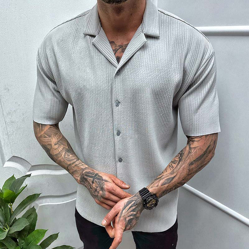 Cardigan Solid Color Short Sleeve Shirt