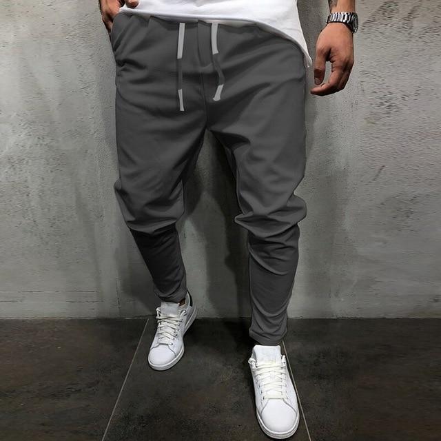 Solid Color Cropped Pants With Elastic Band