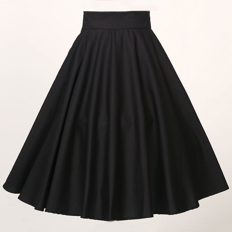Rockabilly Dance Cotton Midi Skirts Womens