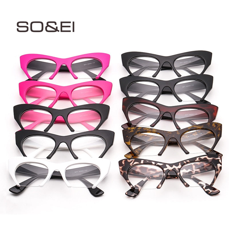 Retro Half frame Cat eye Glasses