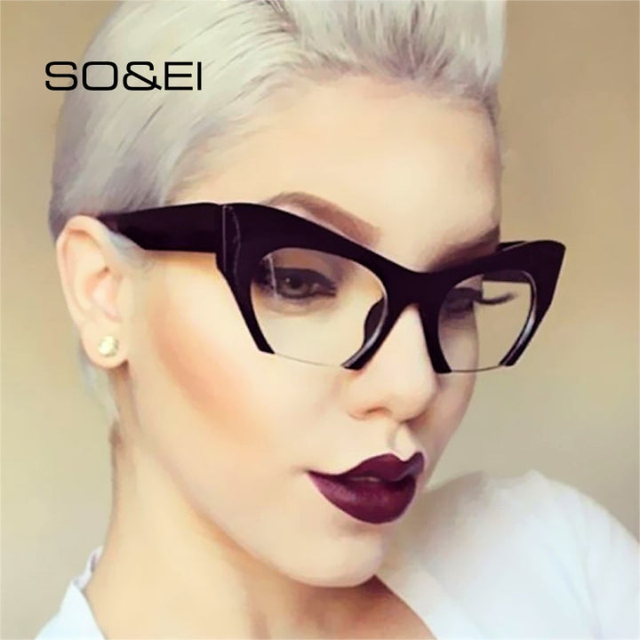 Retro Half frame Cat eye Glasses
