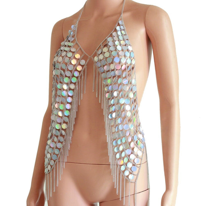 Holographic Mermaid Tanks & Camis Seascape Tops Halter