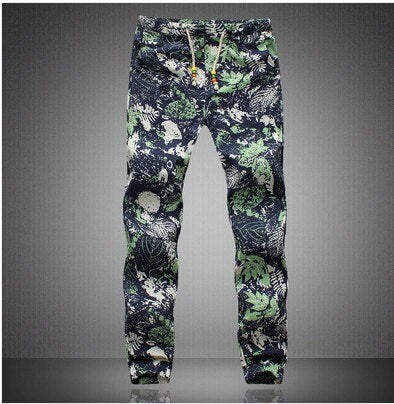 Funky Floral cotton and linen closed foot trousers