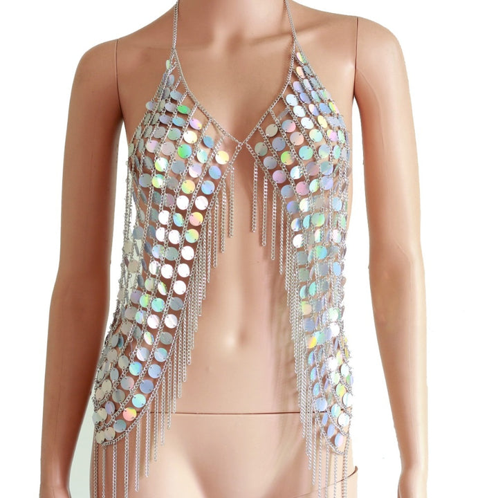 Holographic Mermaid Tanks & Camis Seascape Tops Halter