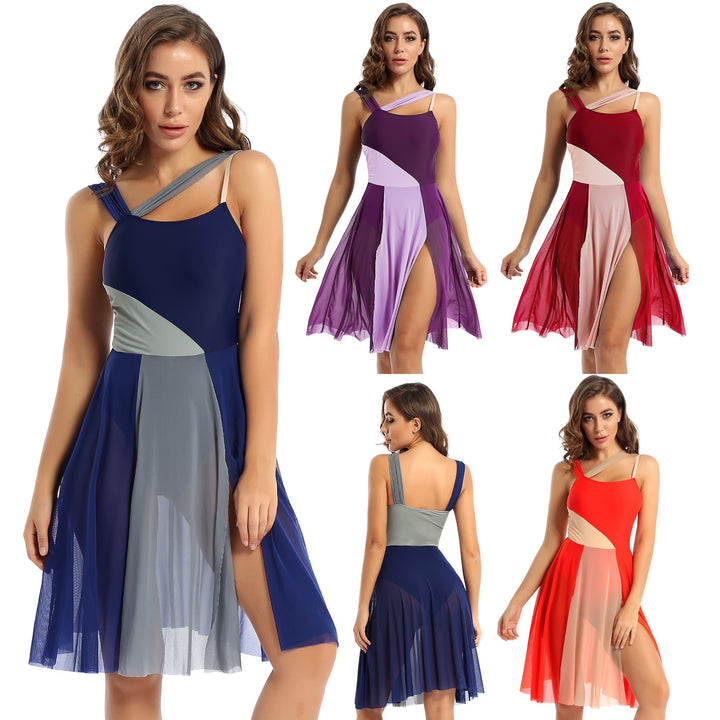 Womens Sleeveless Mesh Ballet style Contemporary Leotard Competition