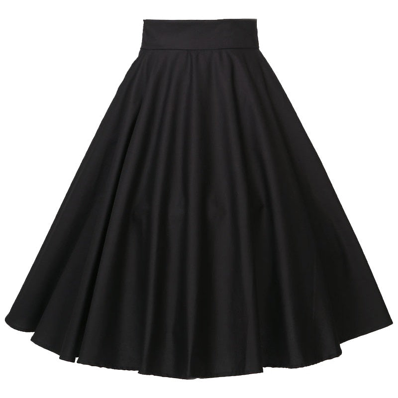 Rockabilly Dance Cotton Midi Skirts Womens