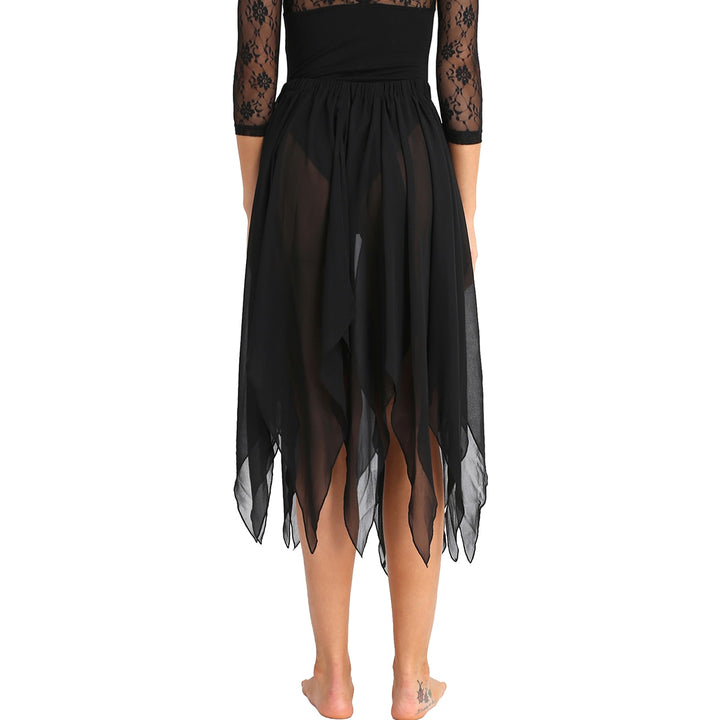 Women Stage Dancing Skirt Split Solid Spanish Flamenco Oriental Ethnic  Dance Skirt