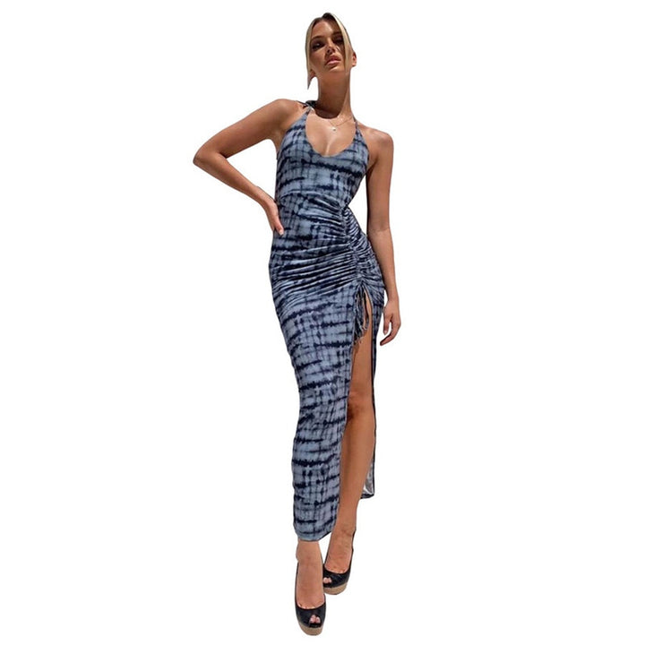 Slim Slit Fashion Printed Slim Ankle-length Maxi Dress