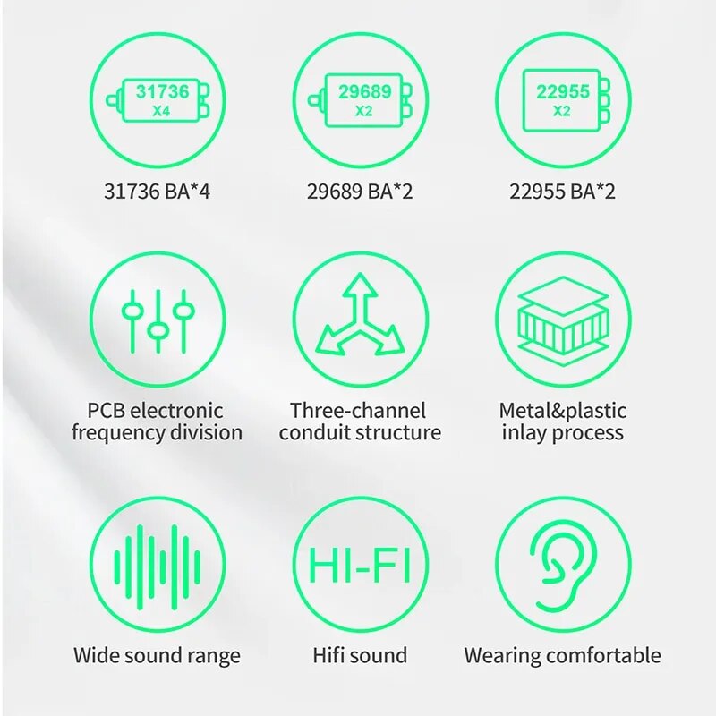 KZ AS16 Pro In Ear Earphones 8 Balanced Armature HIFI Bass In Ear Monitor Headphones