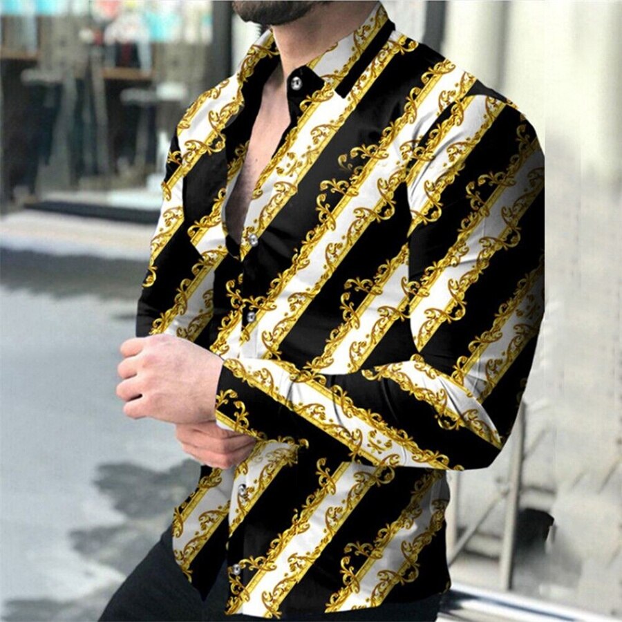 Mens long sleeve musician Abstract print stage shirt