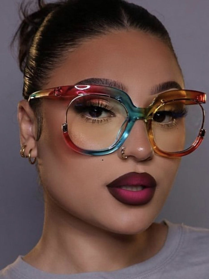 Rainbow Frame Fashion Retro Round Anti Blue Light Women Glasses