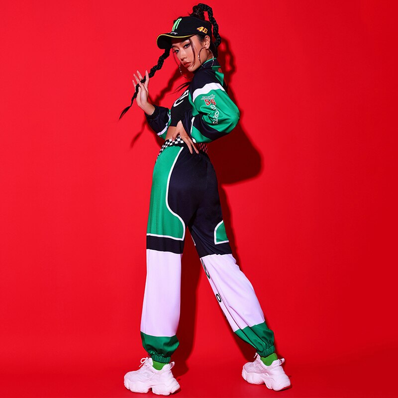 Dance Green Hip Hop Performance Outfits