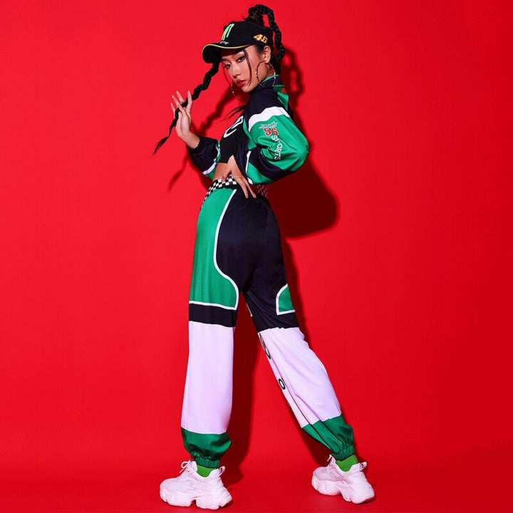 Dance Green Hip Hop Performance Outfits