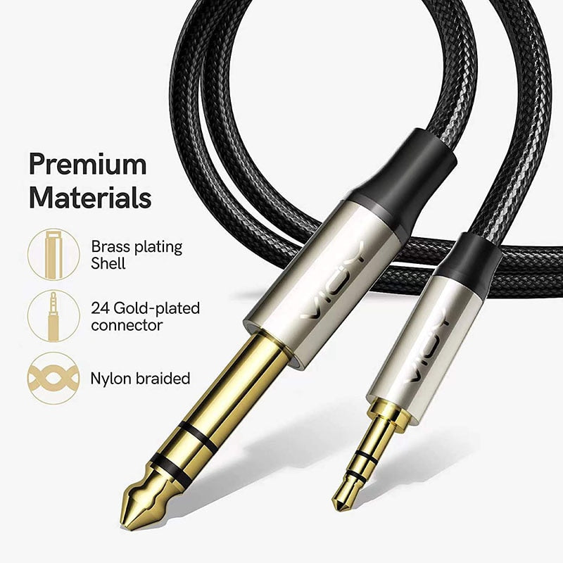 3.5mm To 6.35mm Audio Cable 1/4 Male To 1/8 Male Stereo TRS Audio Cable