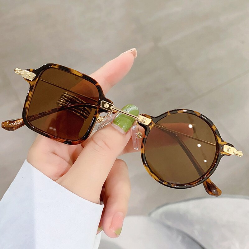 Retro Unique Square Round Sunglasses Women