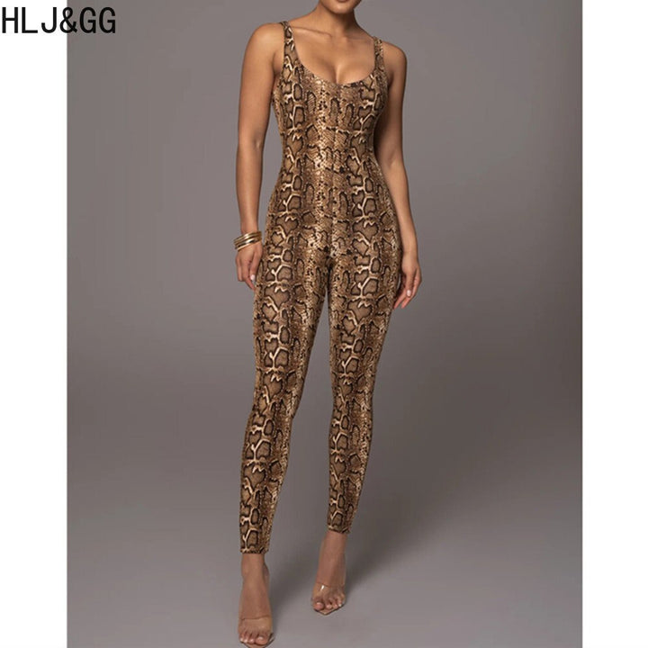 Leopard Printing Bodycon Jumpsuits Women