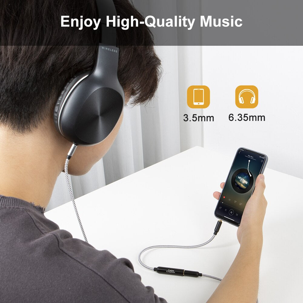 3.5mm to 6.35mm Headphone Adapter TRS 6.35 (1/4 inch) Female to 3.5 (1/8 inch) Male Adapter