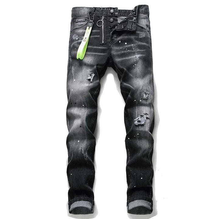 European style Mens Jeans Pants Slim Jeans - Patchwork