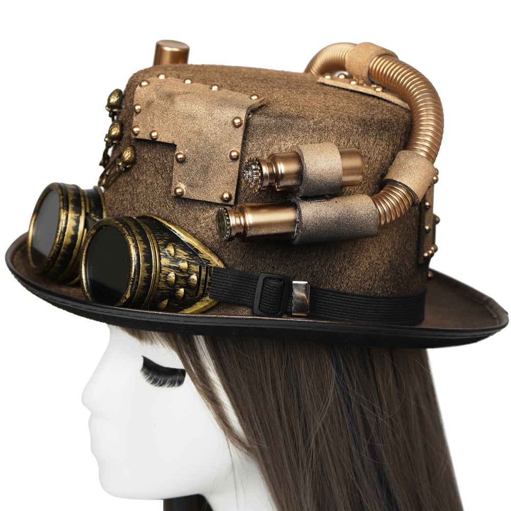 Steampunk Hat With Goggles Top Hat