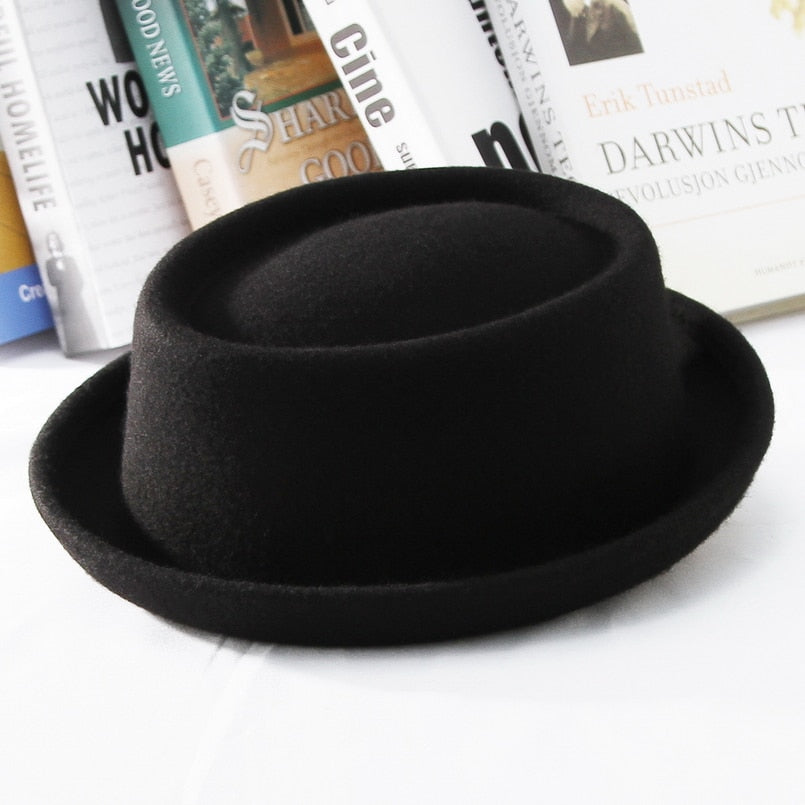 Wool Soft Felt Pork Pie Hat Fedora for Men Women
