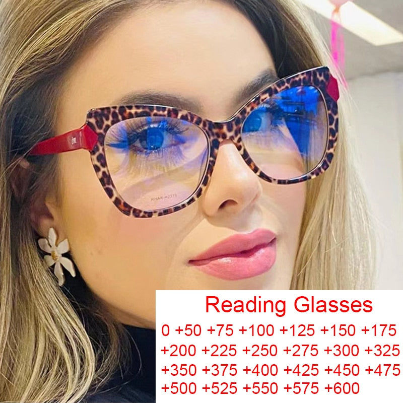Oversized Cat Eye Reading Glasses +Power