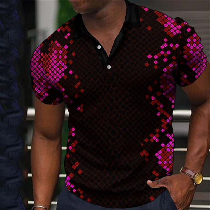 Mens short sleeve musician stage shirt with Fish Scale Print