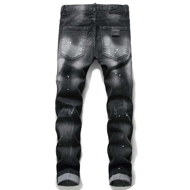 European style Mens Jeans Pants Slim Jeans - Patchwork