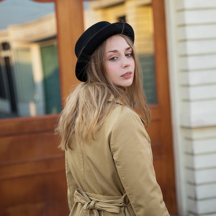 Wool Soft Felt Pork Pie Hat Fedora for Men Women