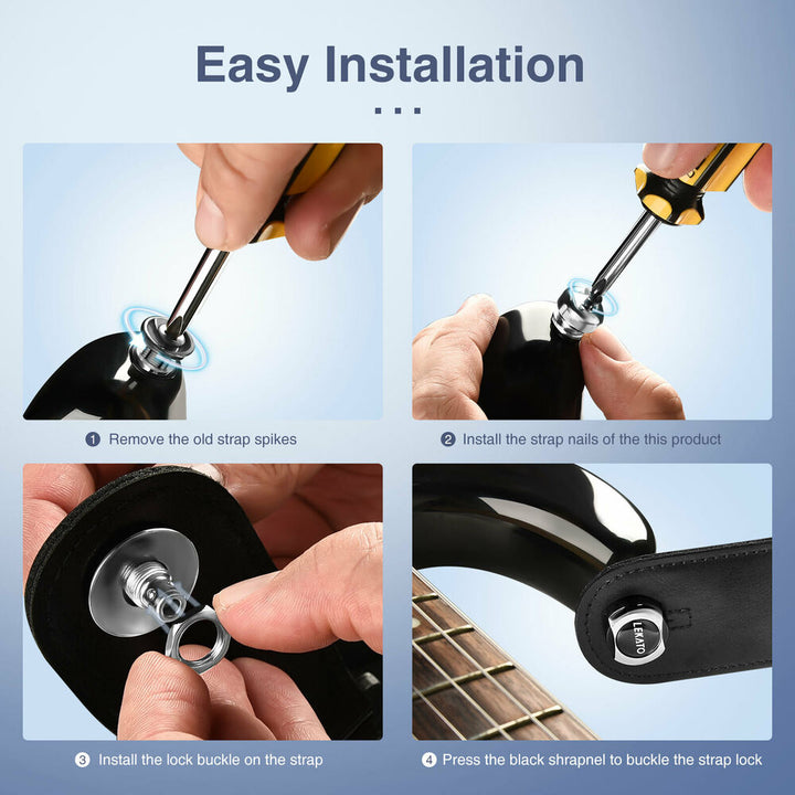 Guitar Strap Button Locks Quick Release Security Retainer Anti-Rust Metal