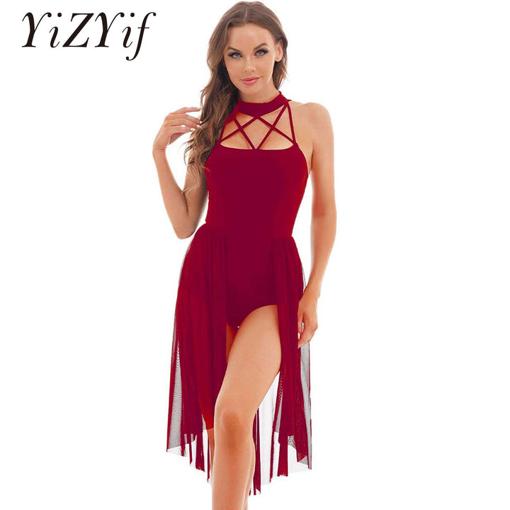 Women Ballet Leotard Dress Halter Dance wear